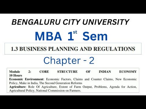 Business Planning and Regulations | MBA 1st Sem BPR Chapter-2 (BCU) [Video]