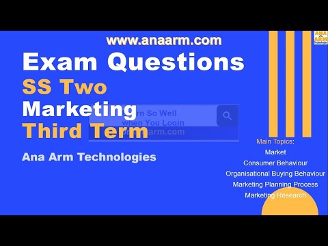 Exam Questions SS Two Marketing Third Term 1 to 20 [Video]
