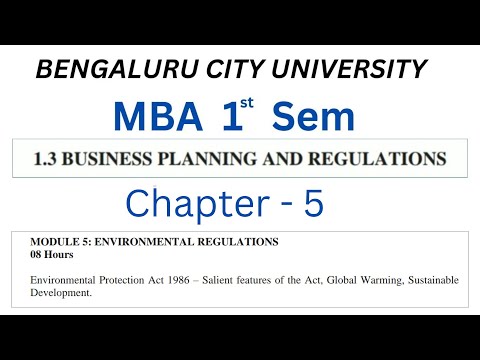 Business Planning and Regulations | MBA 1st Sem BPR Chapter - 5 (BCU) [Video]