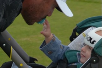 Brooks Koepka throws wife under bus as he looks after their baby Crew on the driving range at The Open [Video]