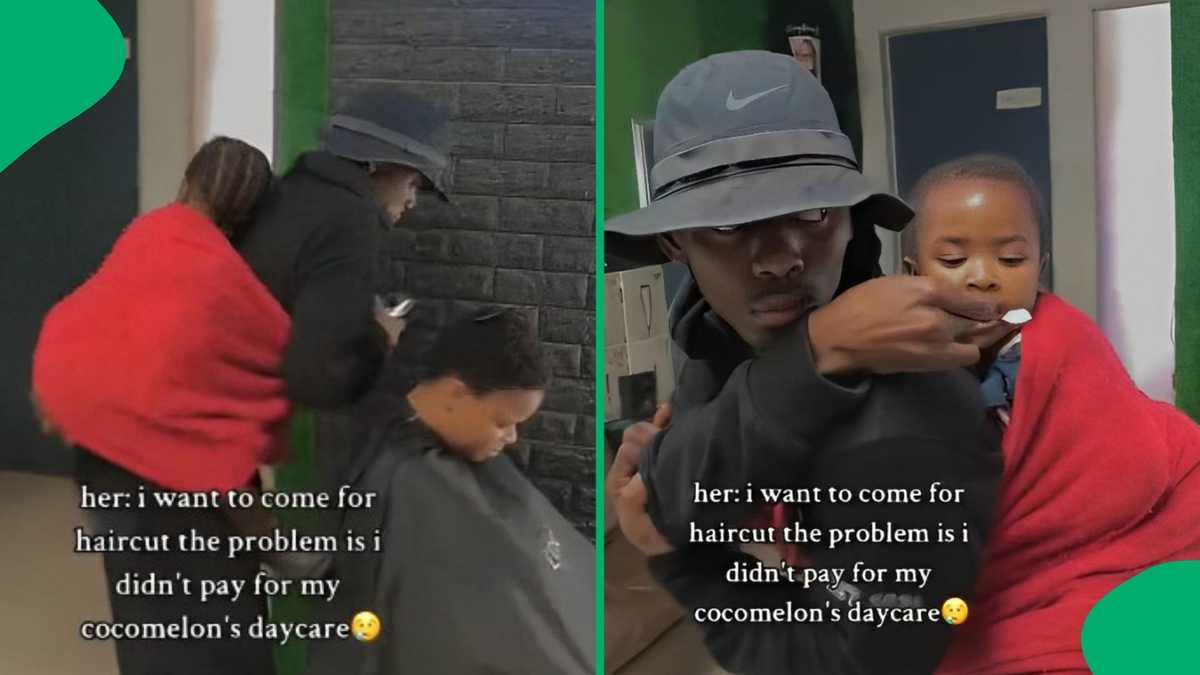 This Is Ubuntu: Barber Holds Child, Helps Mom Who Cant Afford Daycare [Video]