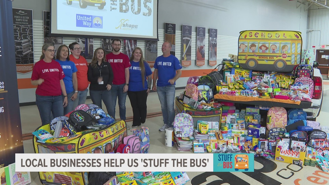 Local businesses help ‘Stuff the Bus’ with school supplies [Video]