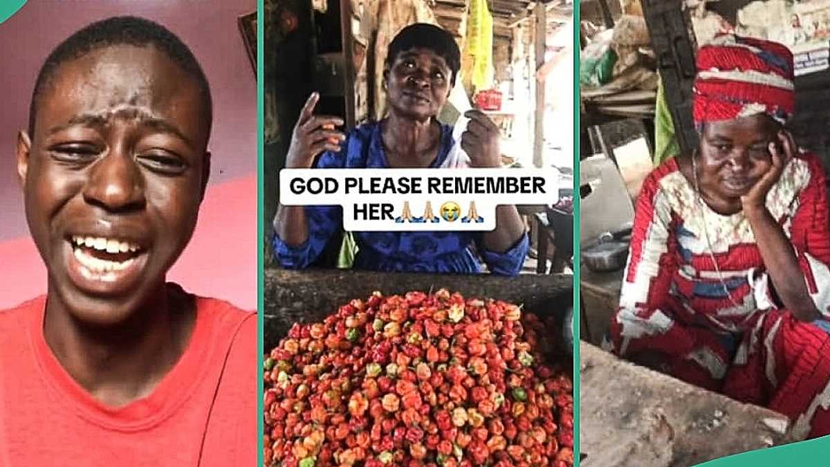 Man Breaks Down in Tears Seeing His Mum Still Selling Pepper after Many Years: “God Remember Her” [Video]