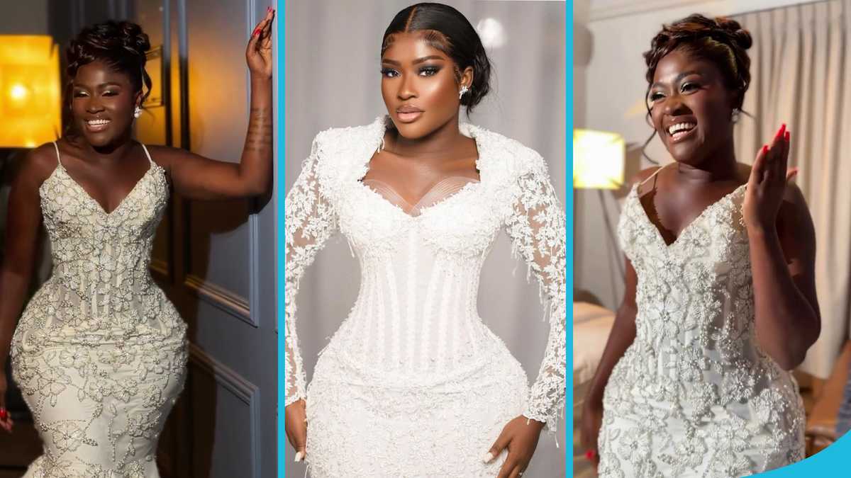 Fella Makafui Dazzles In A White Wedding Gown, Video Leaves Many Gushing Over Her Beauty