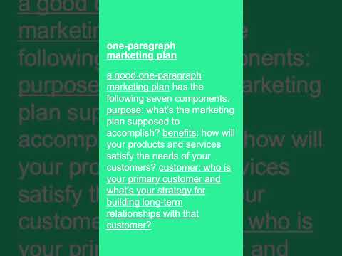 one paragraph marketing plan | marketing foundations for MBA students [Video]