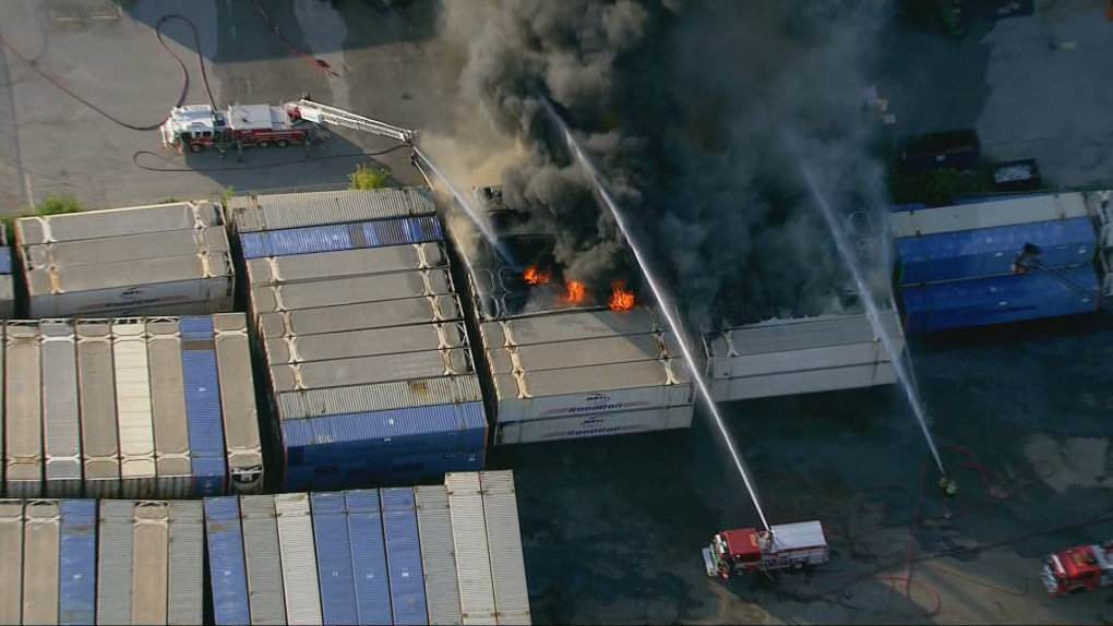 Several containers catch fire in Mississauga [Video]