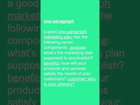 one-paragraph marketing plan | marketing foundations for MBA students [Video]