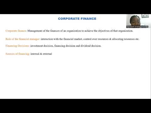 Financial theory  1 (Overview of Finance and Corporate Finance) [Video]