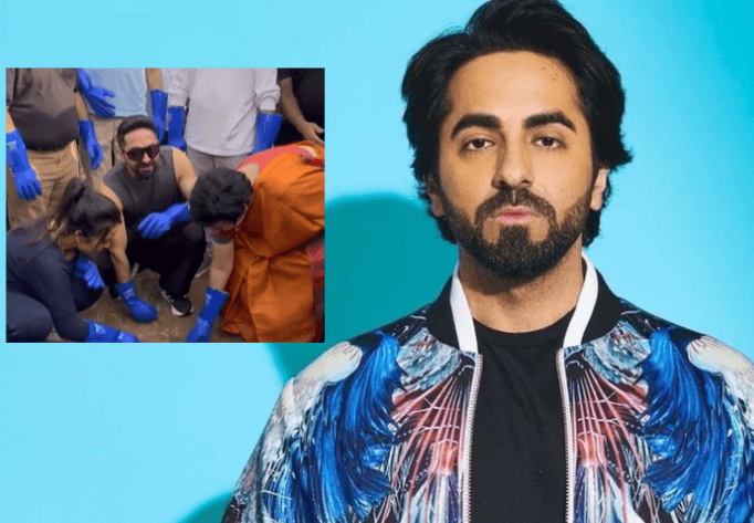 Ayushman Khurrana trolled for pretending to clean a beach after Ganpati visarjan: “What is he cleaning?” [Video]