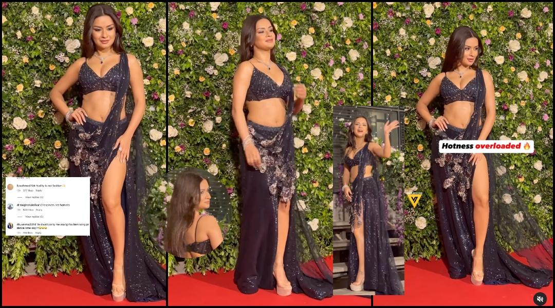 ‘Vulgar, cringe’: Avneet Kaur criticised for wearing navy blue bralette, thigh-high slit skirt for Diwali bash [Video]