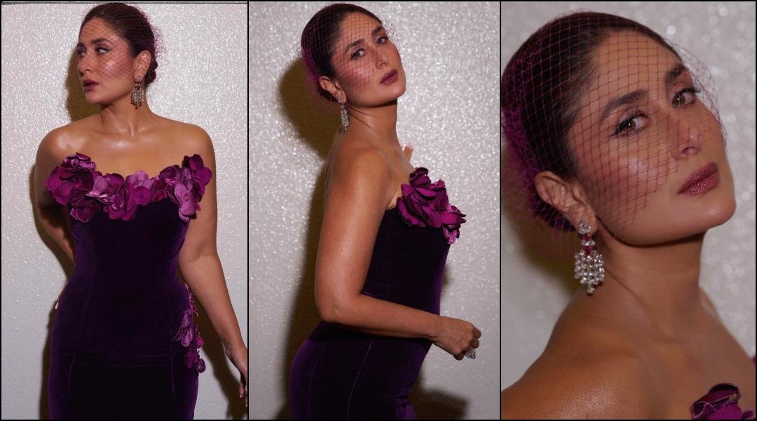 Kareena Kapoor’s bold purple velvet gown with face net at film festival leaves fans unimpressed [Video]