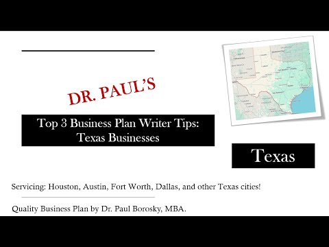 Business Plan Writer Tips for Texas Business by Dr. Paul Borosky MBA [Video]