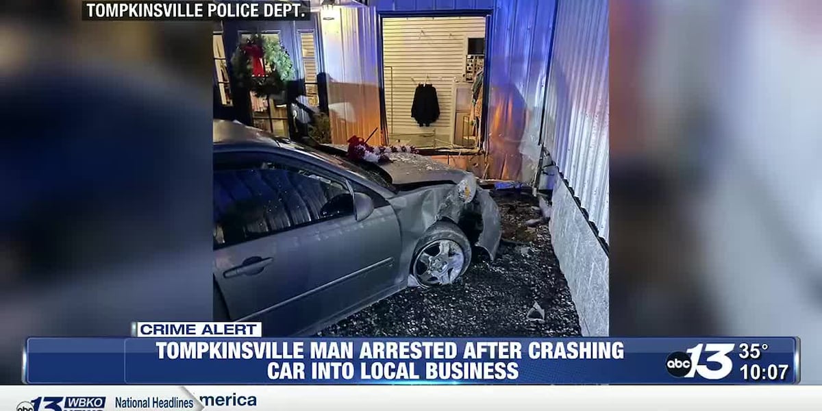 Man arrested after crashing car into Tompkinsville businesses [Video]